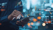 © sam richter - hand with smart phone and financial charts - neo banking