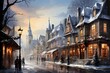 Beautiful winter panorama of the old town of Gdansk, Poland
