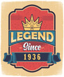 Legend Since 1936, Born in 1936 Vintage Birthday Poster Design.