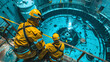 © Mangata Imagine - Engineers and technicians conducting maintenance and inspections inside a nuclear reactor containment vessel