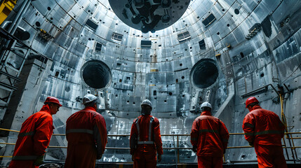 Wall Mural - Engineers and technicians conducting maintenance and inspections inside a nuclear reactor containment vessel