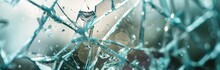 close up of a broken glass on the car accident