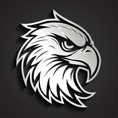 Wall Mural - 3d silver eagle head profile logo design