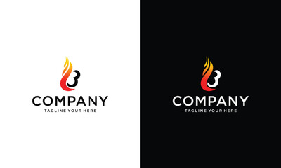 Wall Mural - Vector illustration of abstract letter B with fire flames on a black and white background.
