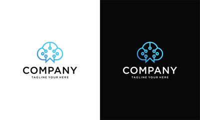 Wall Mural - Technology design template. Cloud computing logo. Cloud technologies logo.on a black and white background.