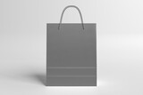 Fototapeta Kosmos - Shopping bag mockup on white. Template of a grey paper shop sack on empty texture. 3D rendering
