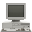 © D Graphics - Isolated Retro Personal Computer With CRT Monitor and Horizontal Case. 3D Illustration