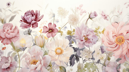 Poster - vintage flowers background, colorful flowers background