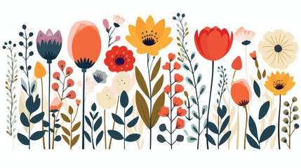  Flowers vector illustration