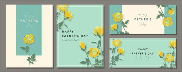 Wall Mural - 父の日　father's day　バラ　素材セット　フレーム　背景　ベクターイラスト　シンプル　おしゃれ