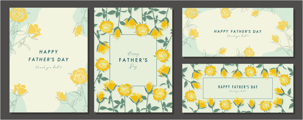 Wall Mural - 父の日　father's day　バラ　素材セット　フレーム　背景　ベクターイラスト　シンプル　おしゃれ