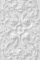 Poster - White ornamental plasterwork detail on a wall.