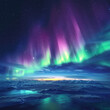 © somruethai - Capturing the Northern Lights over Earth, with vibrant green and purple lights dancing across the night sky
