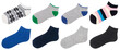 Assorted ankle socks collection on white background