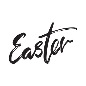 Happy Easter Hand drawn Lettering Design. Easter Greeting Card Handwritten Element. Modern Brush Calligraphy Sign
