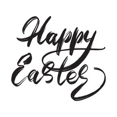 Wall Mural - Happy Easter Hand drawn Lettering Design. Easter Greeting Card Handwritten Element. Modern Brush Calligraphy Sign