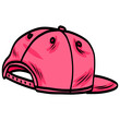 Pink Hat Snapback Cap Backward Doodle Drawing Illustration