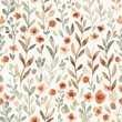 This pattern displays a delicate array of radiant red and orangeade blossoms with desert-inspired greenery.