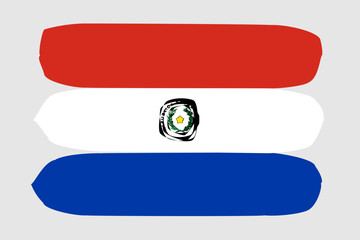 Paraguay flag - painted design vector illustration. Vector brush style