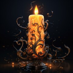 Canvas Print - burning candle on a dark background