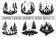 New Creative Camping campfire silhouette vector bundle, camping tent silhouette, fire silhouette vector, campfire vector free, camping campfire silhouette vector.