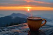 enjoy a cup of coffee with beautiful scenery professional photography