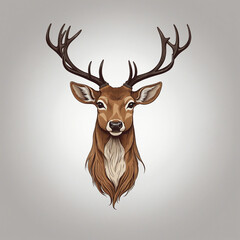 Wall Mural - Logo Illustration of a deer drawing colored