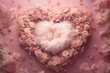 Pink heart backdrop for newborn photography. Ai generated