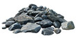 Scattered pile of stones ground on white or transparent backgrounds 3d render png