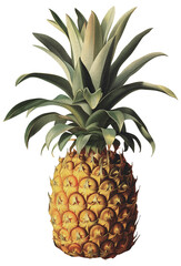 Canvas Print - Pineapple isolated on transparent background old botanical illustration