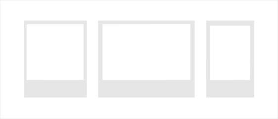 Vector Polaroid Frames in different sizes: Realistic Photo Templates with Shadows. Vintage Card Set for Stock Use.