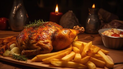 Canvas Print - roasted chicken on a plate