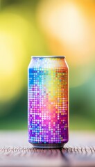Poster - Mock up of an aluminum empty soda can on an abstract background with space for text placement