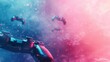 © Ilja - Levitating gamepads on pastel background, gaming, online gaming, e sports concept with text space.