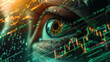 © remake - Eye with a Stock Chart. Analyzing Business Growth and Investment Strategies through Technological Insights, Financial Analysis, and Strategic Market Evaluation for Success in the Stock Market