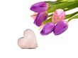 Tulips for morhers day or valentines day. Flowers and heart.