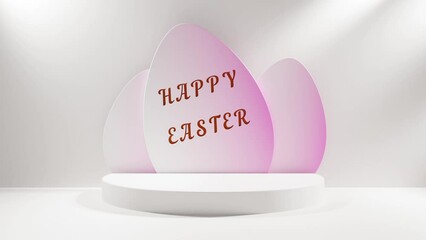 Poster - Loop 3d animation for the Easter holiday. Studio with the text 
