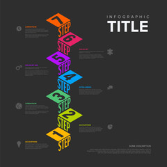 Poster - Infogrpahic dark vertical stairs steps diagram template