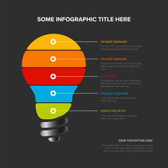 Dark bulb multipurpose infographic template made from color stripes