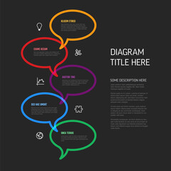Poster - Minimalistic dark five steps vertical  elements template with speech bubbles