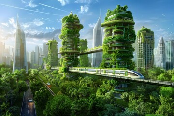 Wall Mural - Futuristic Green City Vision