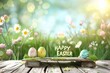 Colorful Easter Egg Basket Visiting friend and family. Happy easter Traditions bunny. 3d orangeade hare rabbit illustration. Cute pear green festive card faith filled message copy space wallpaper