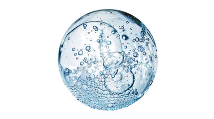 A single blue water bubble on an isolated background