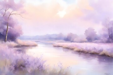 Wall Mural - morning mist over the river