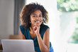 © Mapodile/peopleimages.com - Portrait, laptop and smile of woman in home for remote work with young female person in apartment. Face, computer and happy freelancer, girl and copywriter online in South Africa to relax in house