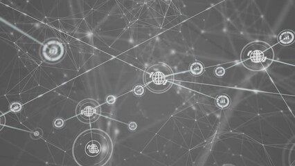 Poster - Animation of network of connections with globe icons