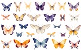 Fototapeta Motyle - Kaleidoscope of Watercolor Wings - A Generative AI Butterfly Array
