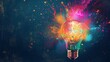 © furyon - Abstract creativity and idea generation background with colorful brain and light bulbs