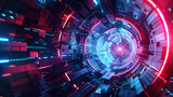 Fototapeta Przestrzenne - Abstract futuristic background resembling the hull of an old spacecraft. Monitor screensaver,3D rendering of futuristic abstract technology background