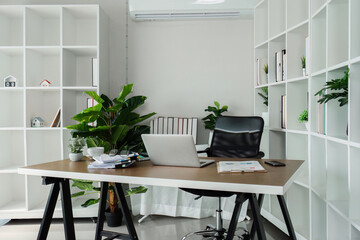 Wall Mural - Office desk with office equipment provide fresh air environment, work area, and photocopying area